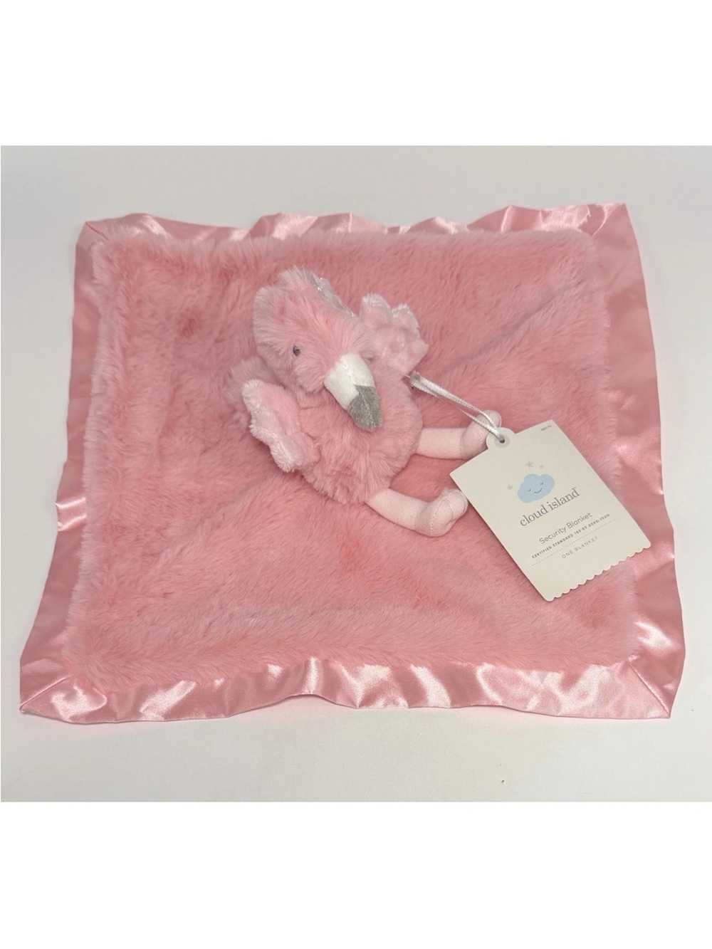 NWT cloud island Pink Plush Flamingo Lovie with Satin Edge Baby gift